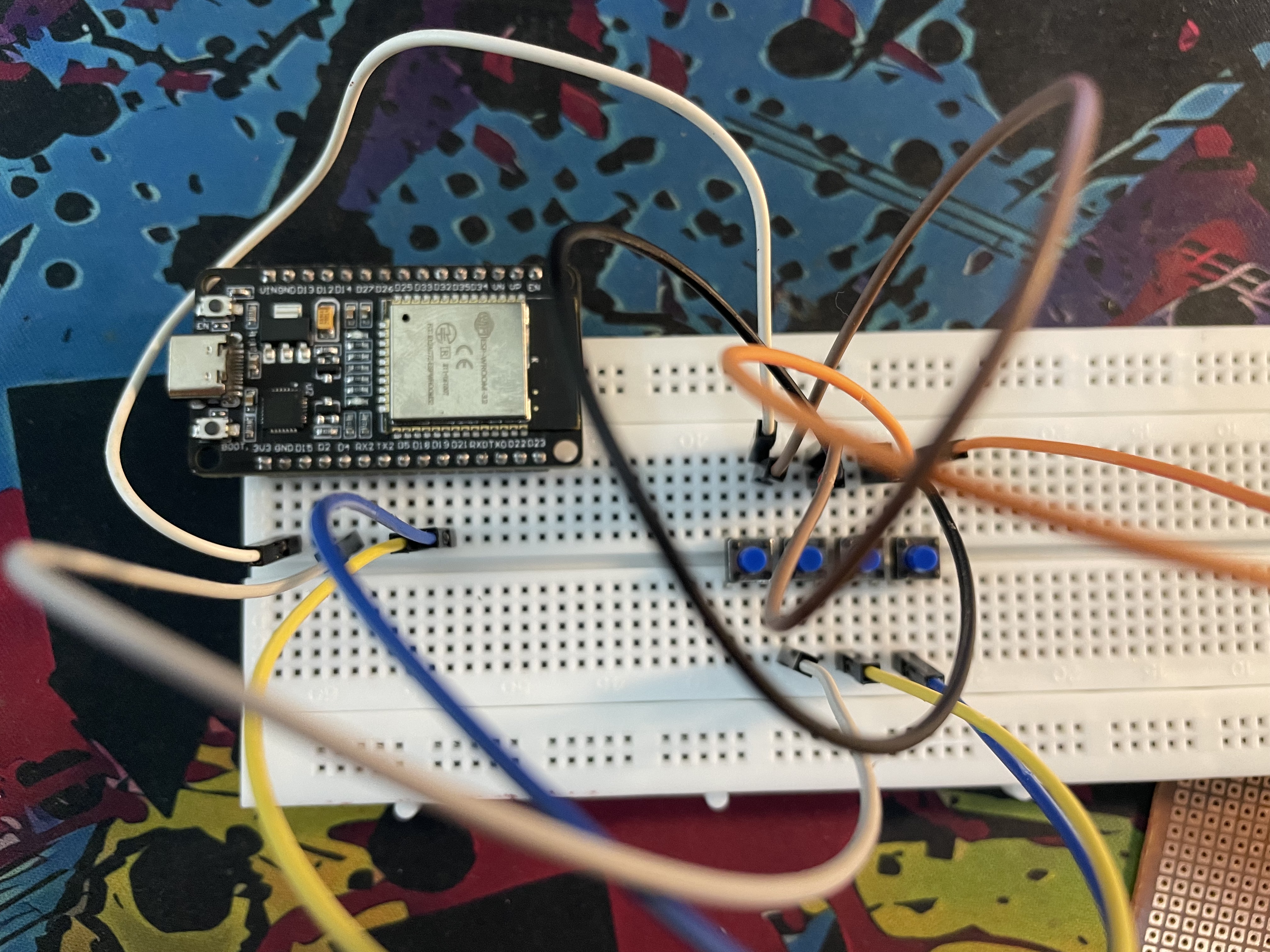 Breadboard Circuit for ESP32 Media Control